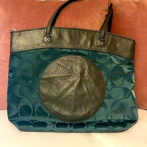 Coach Designer Laura Nylon/ Leather Signature Tote Bag